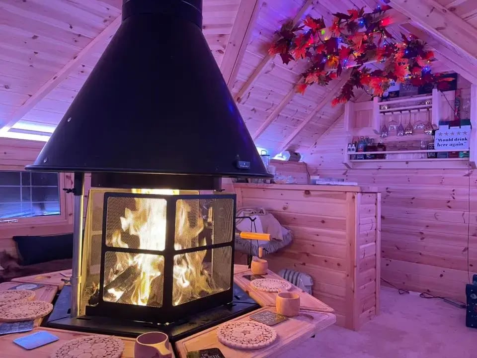 arctic bar decorated with autumn leaves