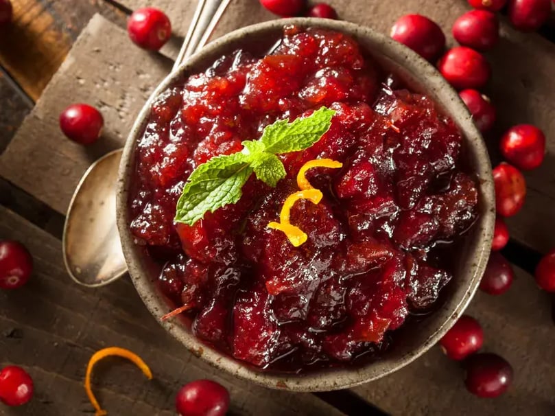 Cranberry sauce in small bowl