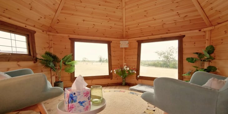 peaceful outdoor cabin used for therapy sessions