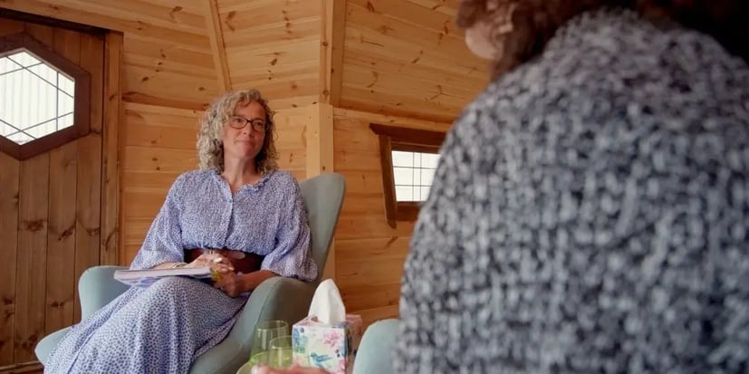 therapy session in a safe, comfortable cabin space