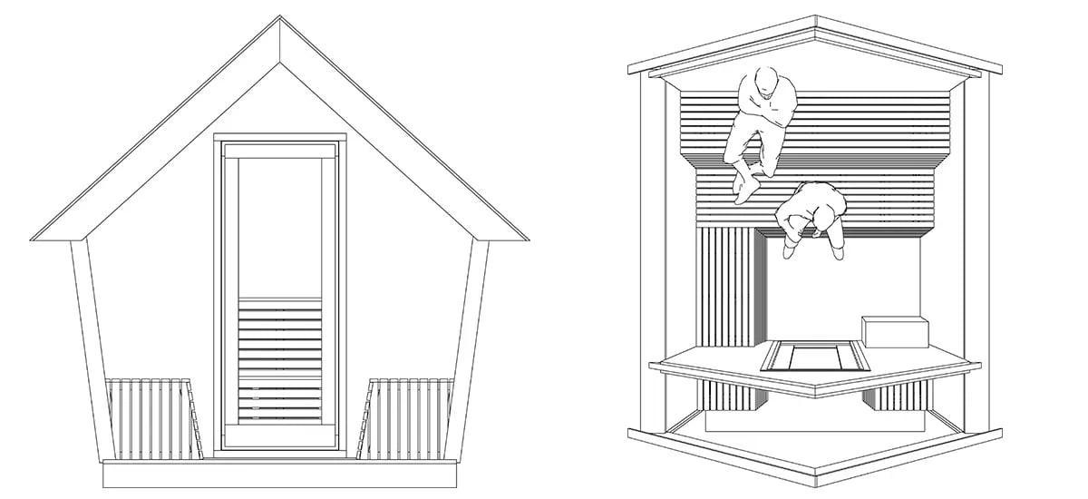 sauna cabin scale drawings
