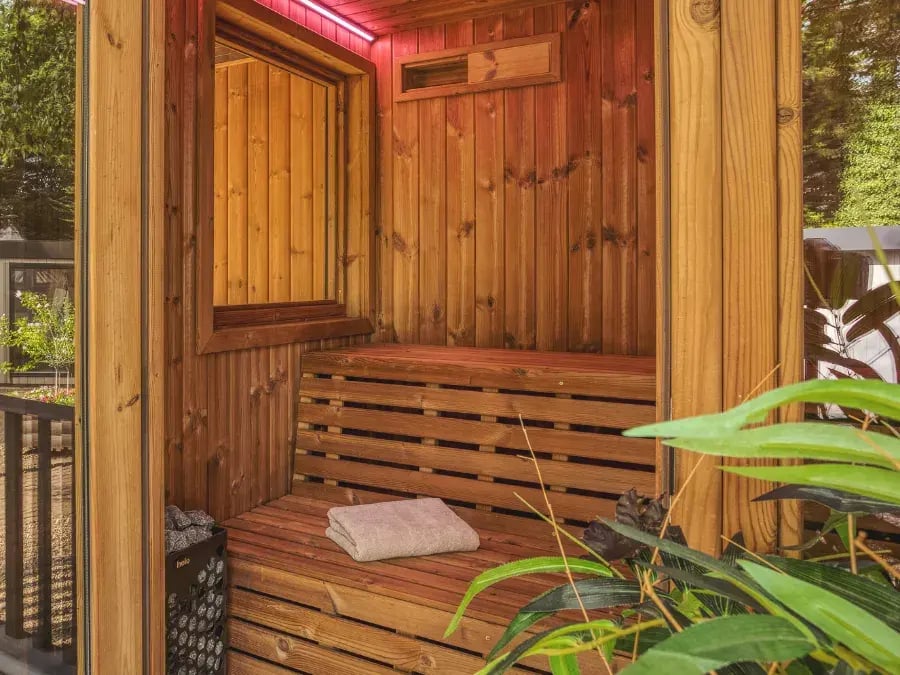 thermowood cladding inside sauna