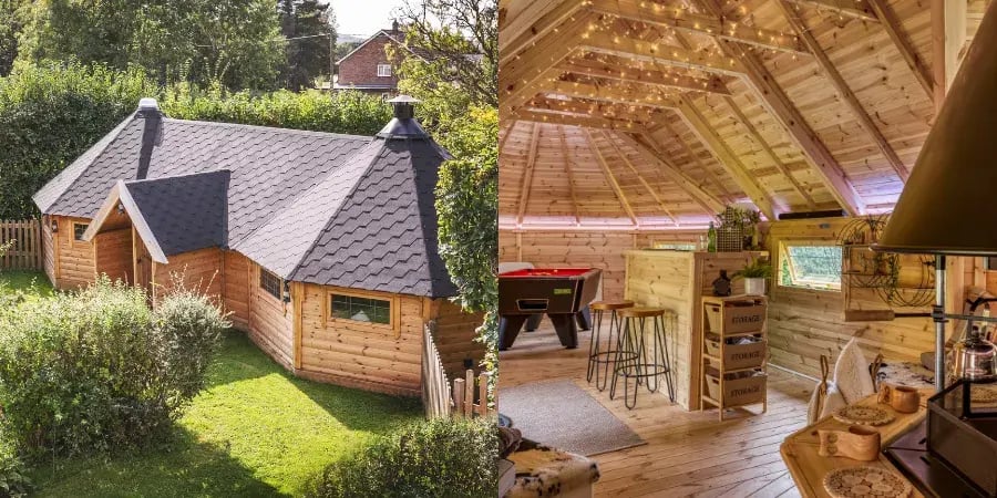 hotspot image showing the components of a large joined garden cabin bar