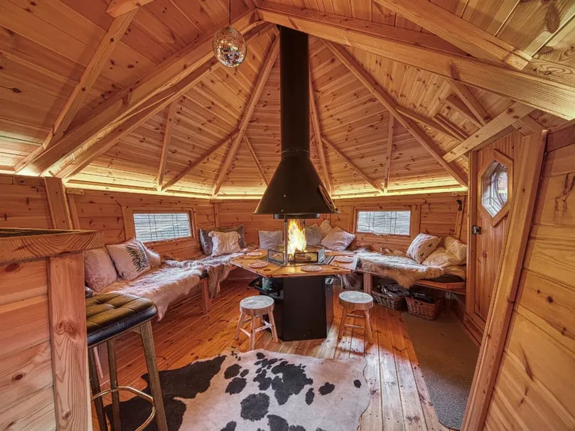 inside a bbq garden cabin