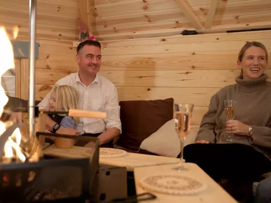 people inside an arctic cabin