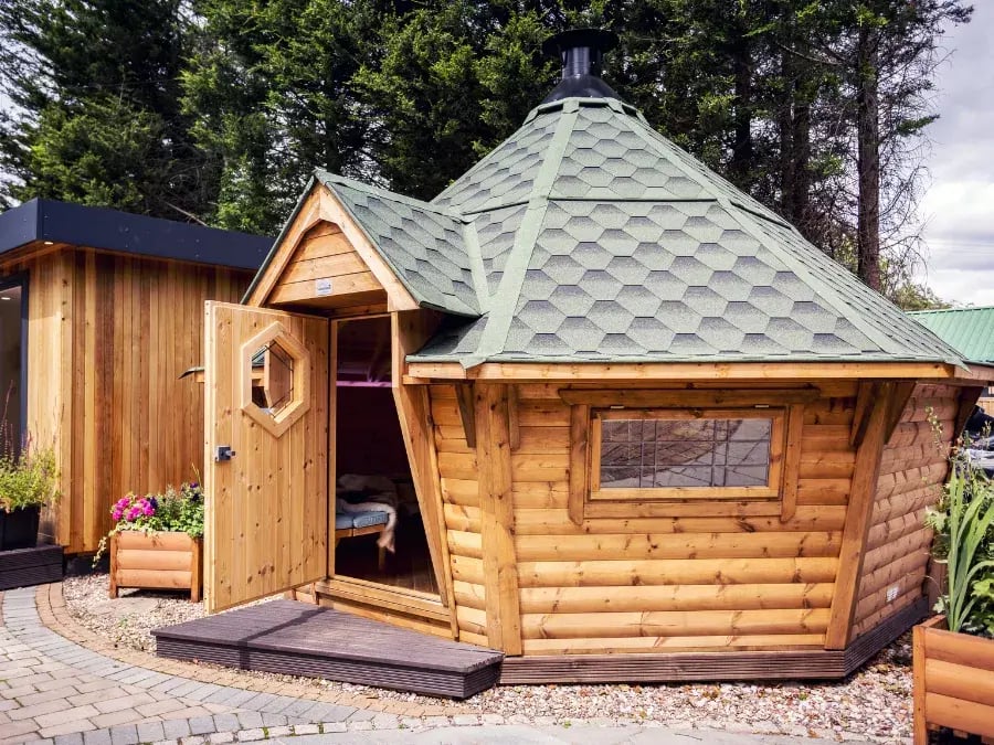 Large BBQ hut with green roof