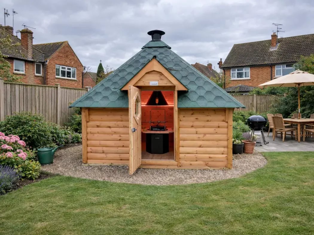 Square BBQ hut Green Roof