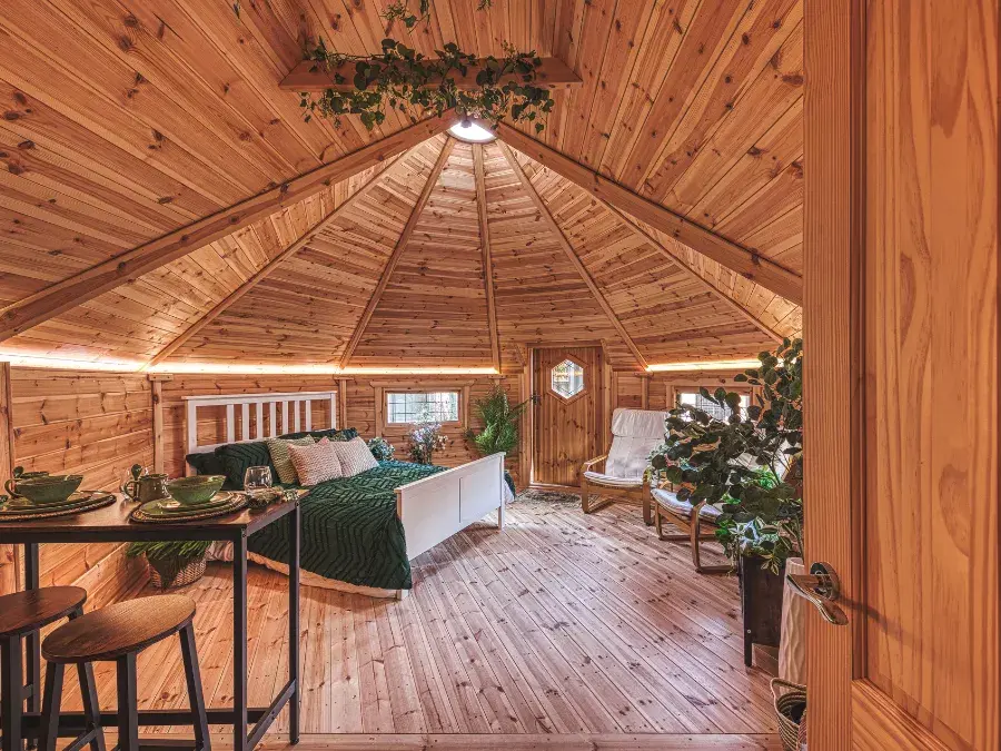 inside a camping lodge