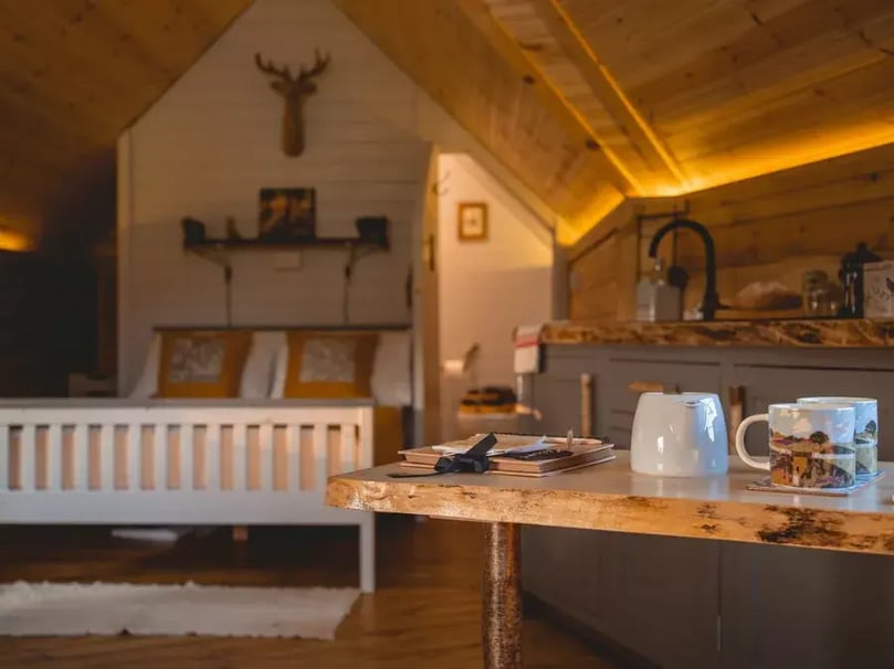 indoor cooking space in a cabin