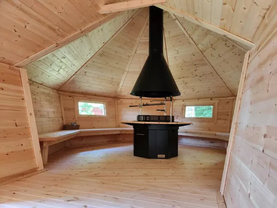 inside an extended garden cabin