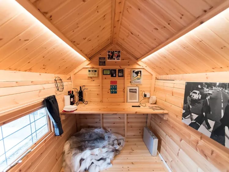 inside a work from home cabin