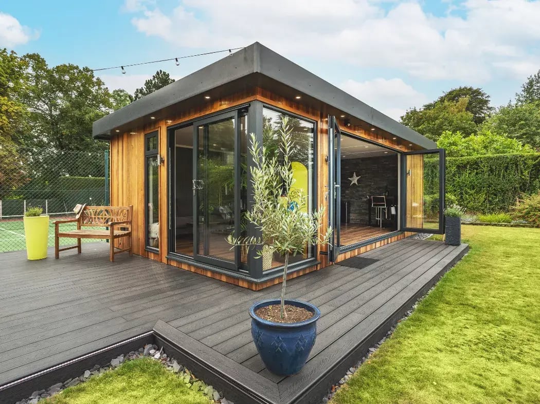 custom built garden room with bifolds