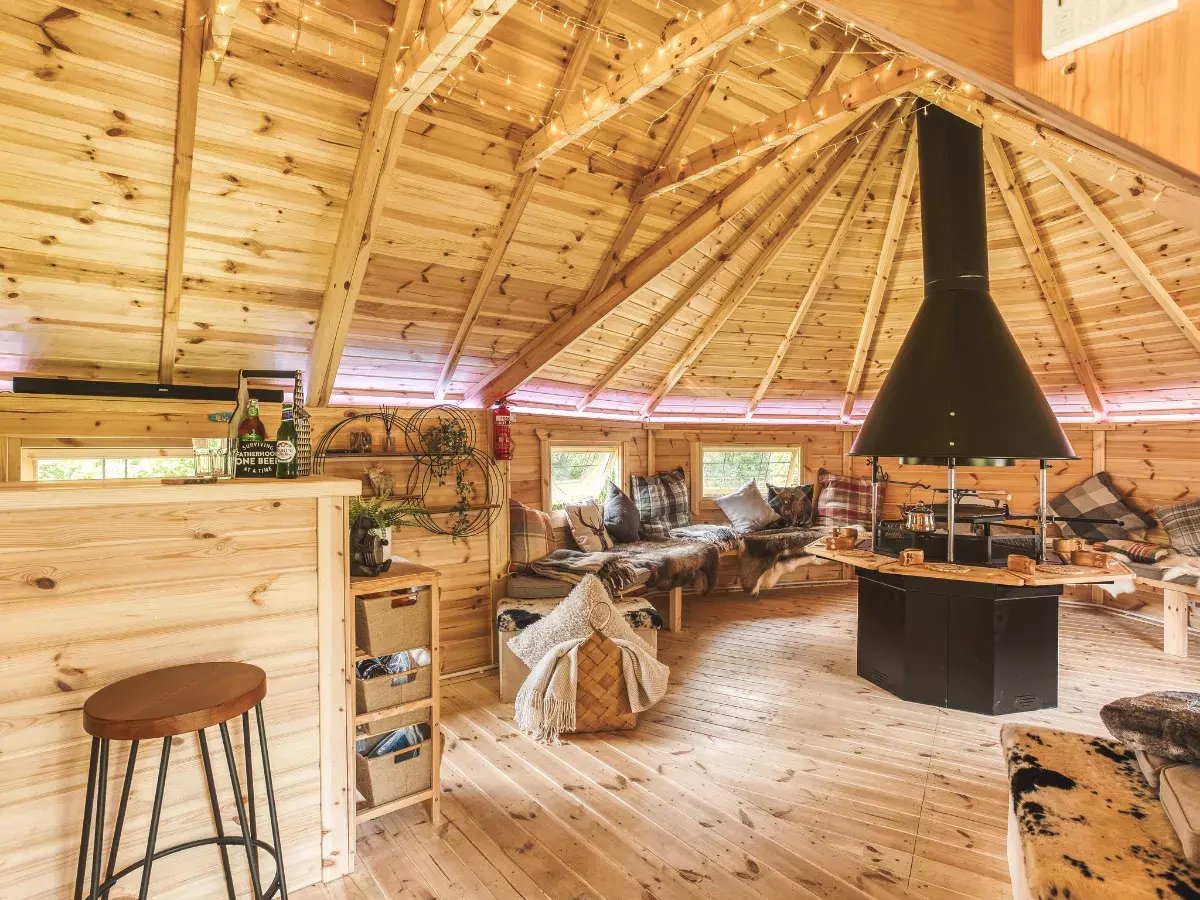 inside a large bbq cabin for entertaining at home