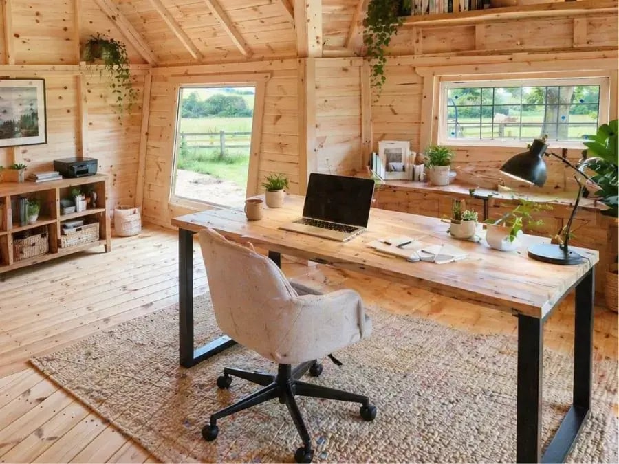 interior of a scandi garden oofice