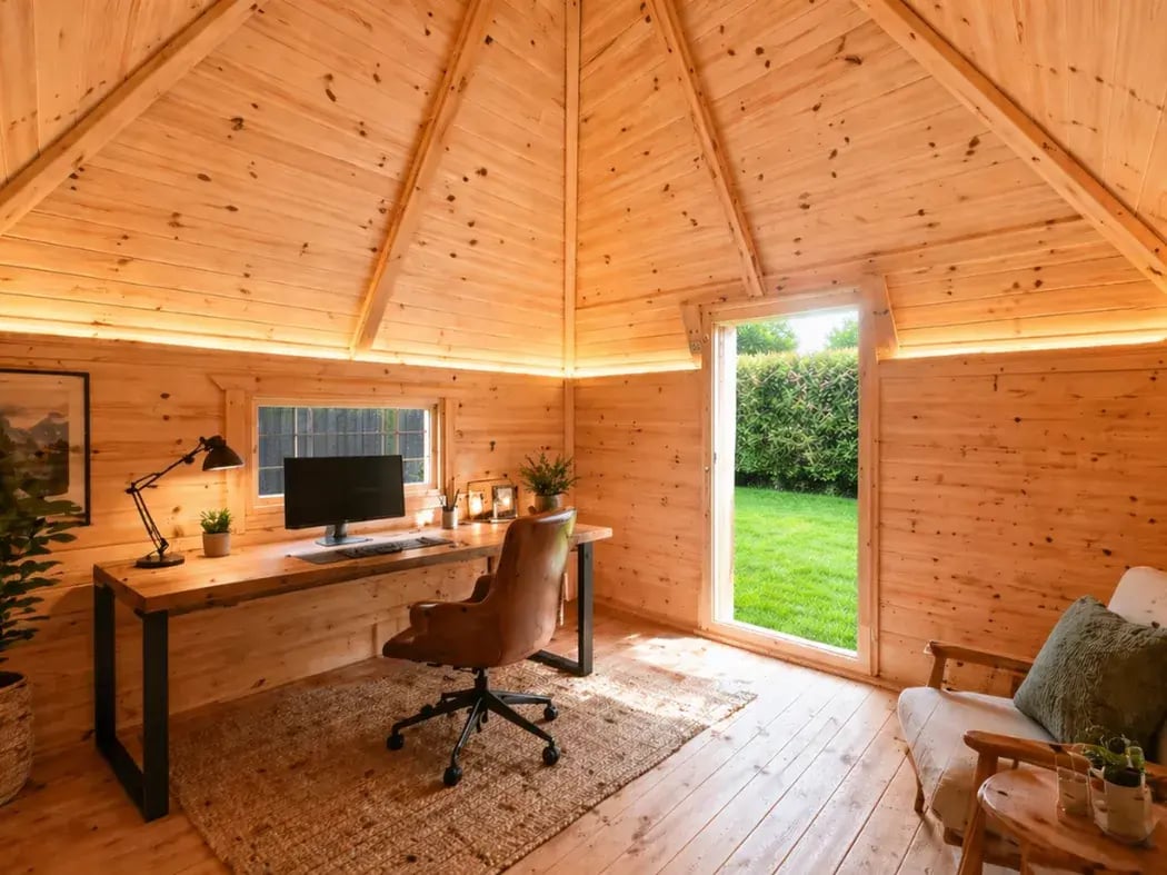 inside a garden wfh cabin