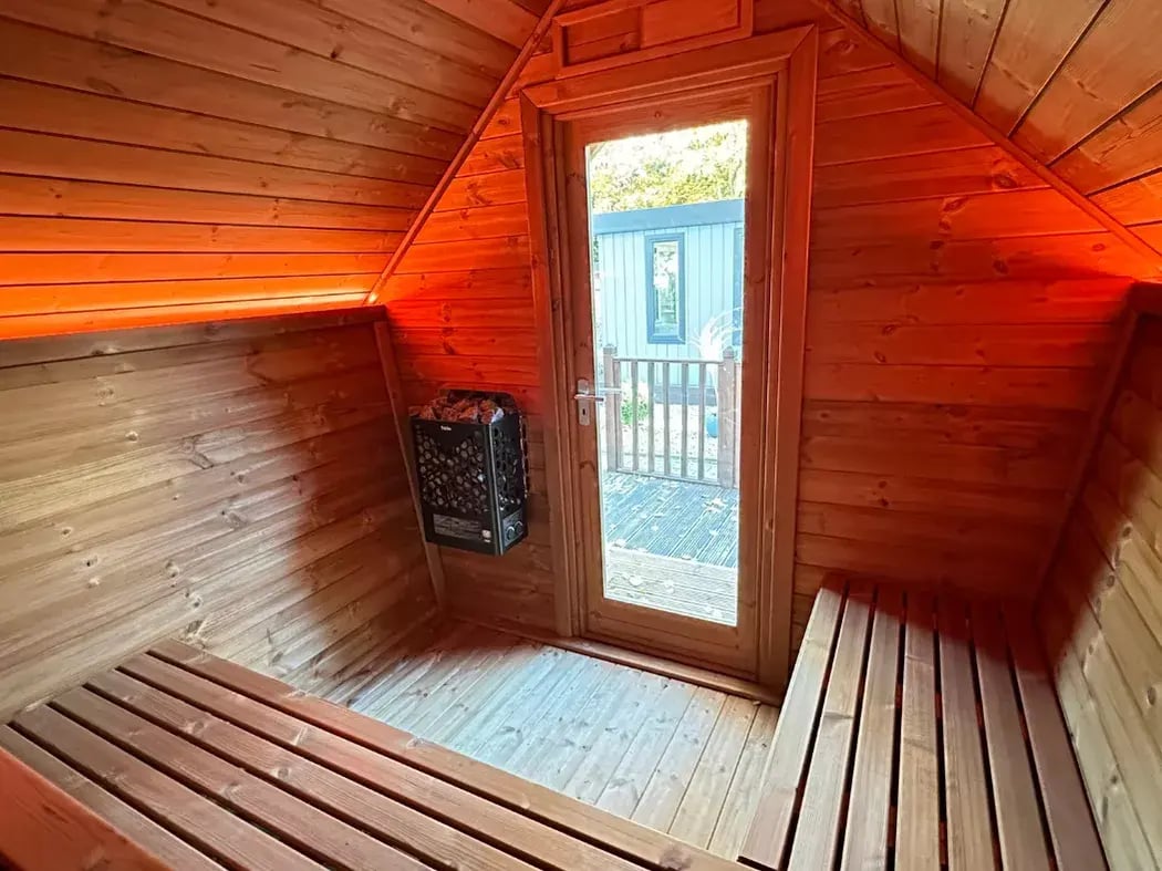 looking from the inside of garden sauna from inside
