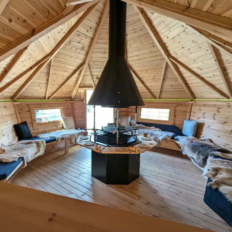 barbeque area inside a very large cabin retreat