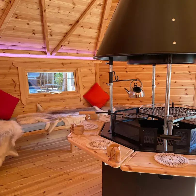 inside a 14m grill hut