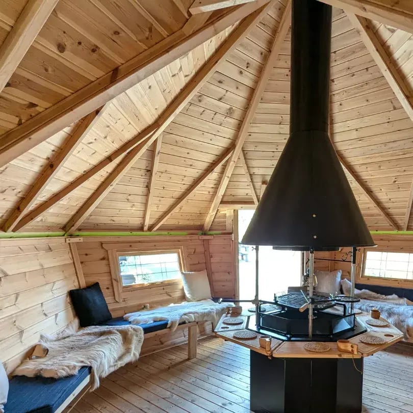 inside a large bbq cabin