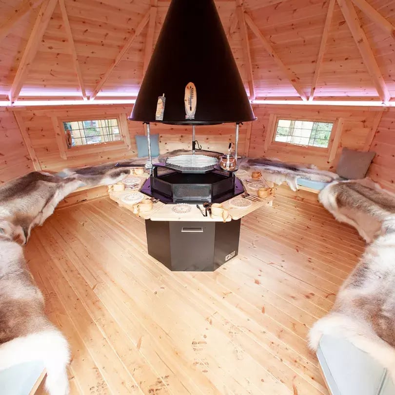 inside a large grill house for the garden