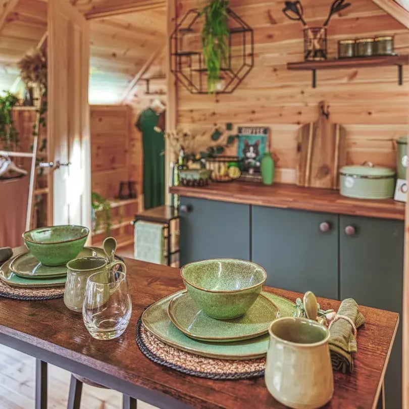 glamper cabin kitchen area
