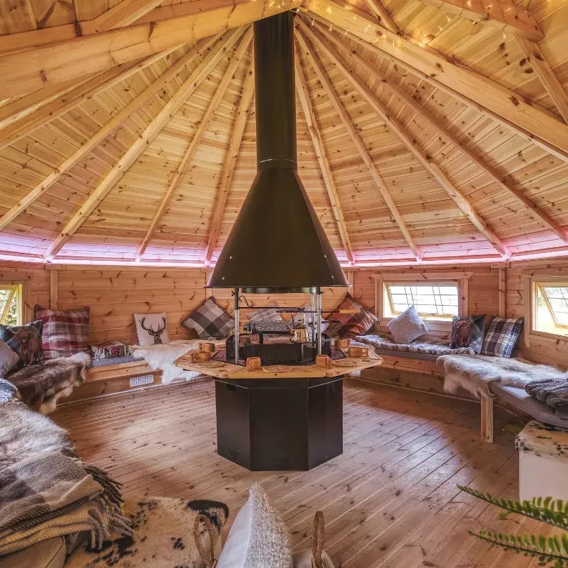 barbeque area inside a very large cabin retreat