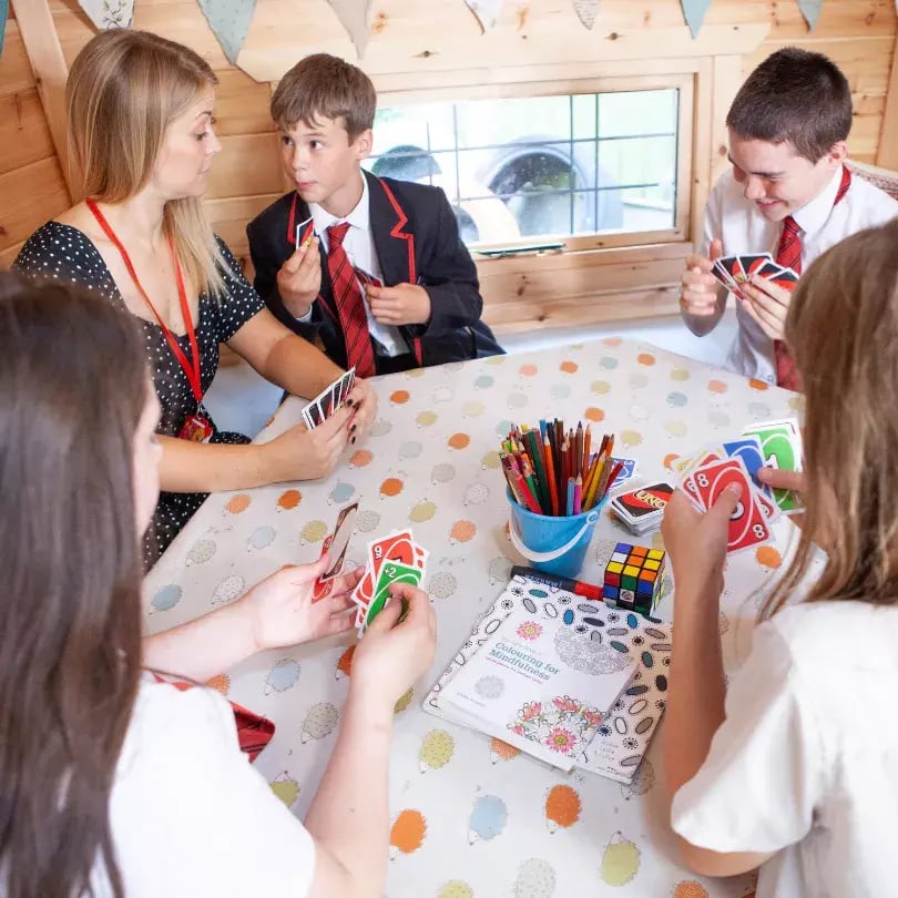 school children inside classroom cabin