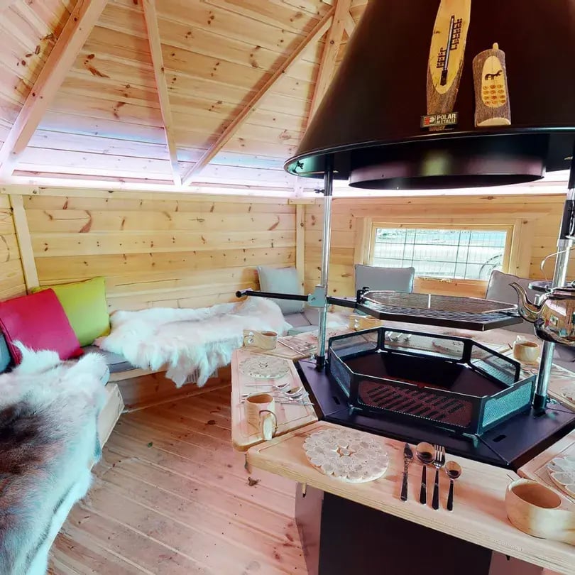 inside a cabin with bbq 