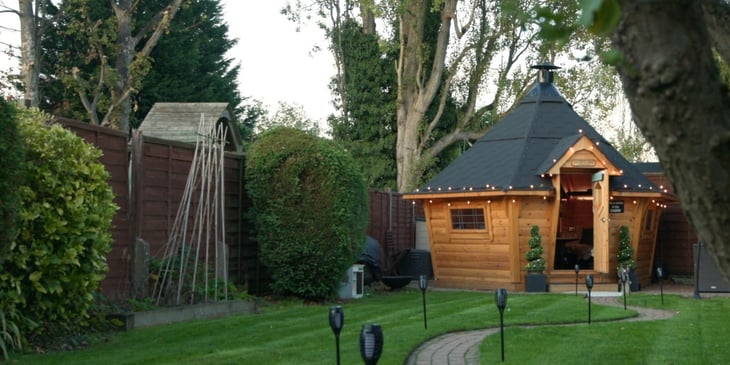 Scandinavian barbecue hut used for family parties and celebrations