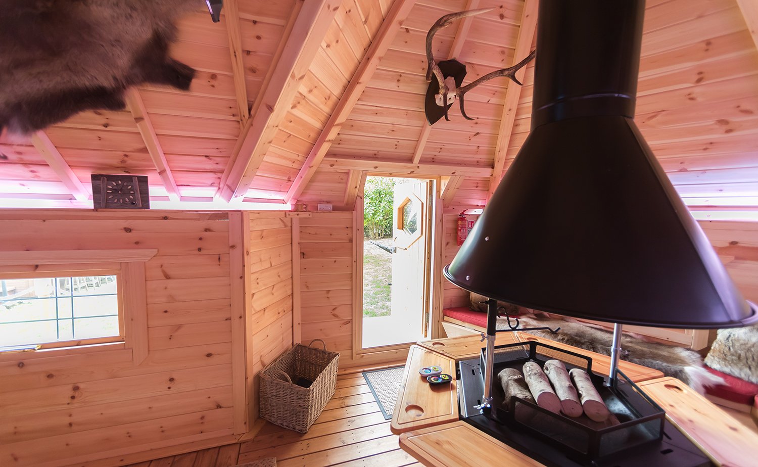 Inside an Arctic Cabins Garden Bar BBQ Hut