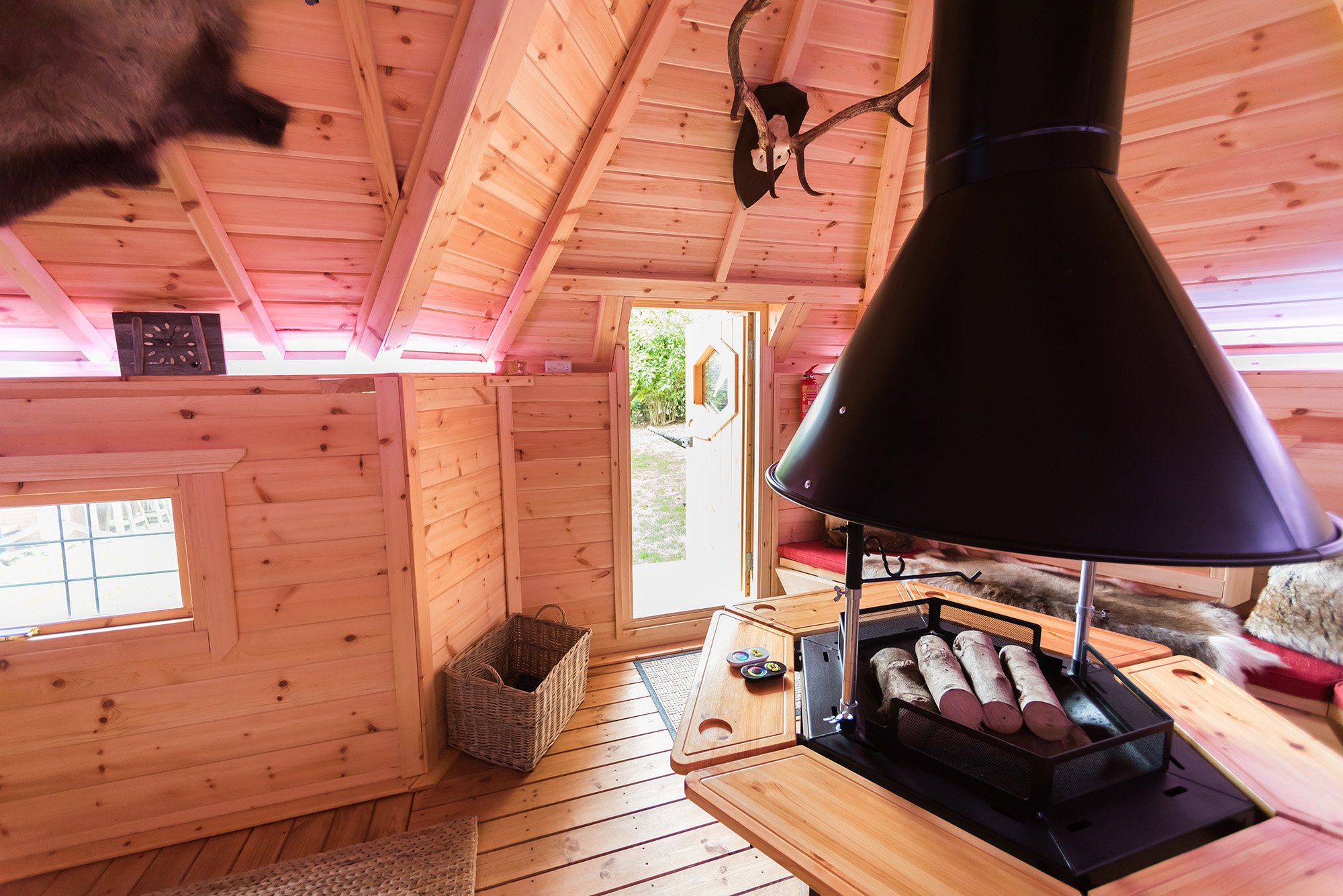 Inside an Arctic Cabins Grill Hut
