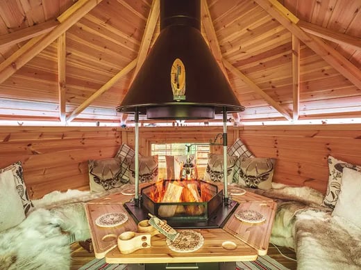 inside a small bbq cabin