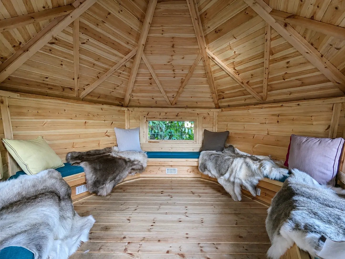 Small 7m wooden cabin with a solar dome for extra usable space inside for hobbies