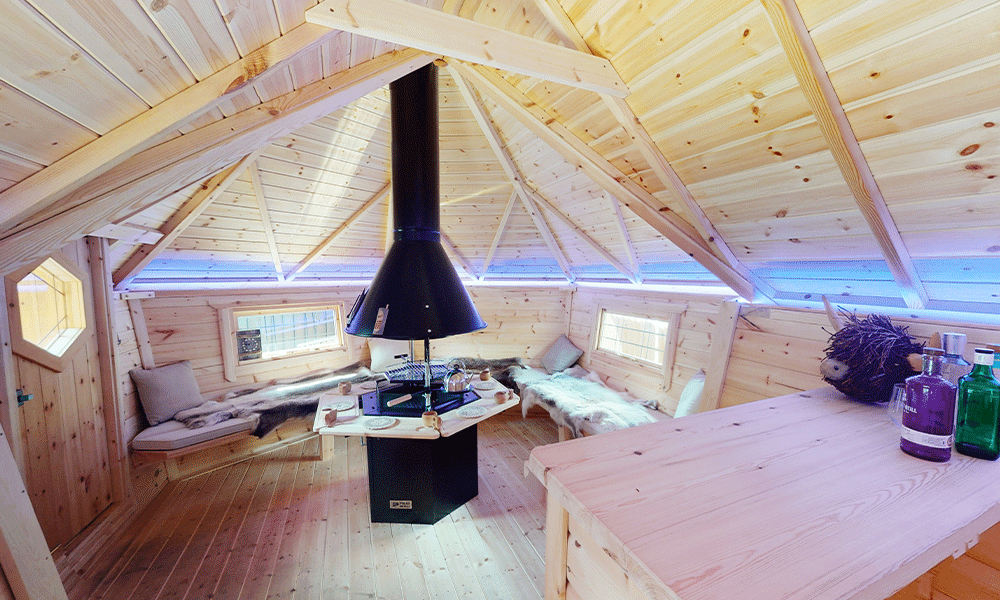 Inside an Arctic Cabins Garden Bar